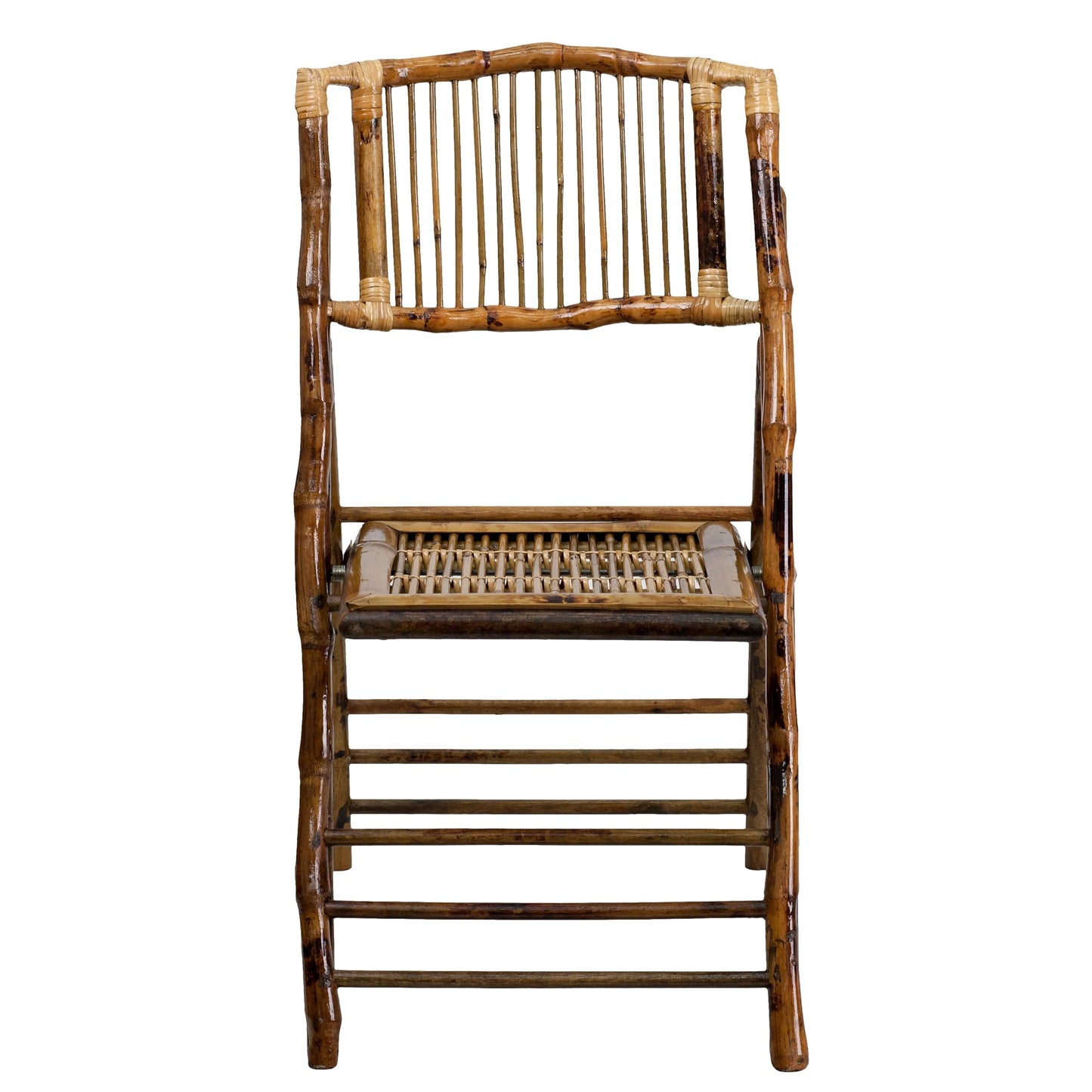 Flash Furniture Folding Bohemian Bamboo Chairs with Curved Backs, Modern Bamboo Folding Dining Chairs, 300 lb. Static Weight Capacity, Set of 4