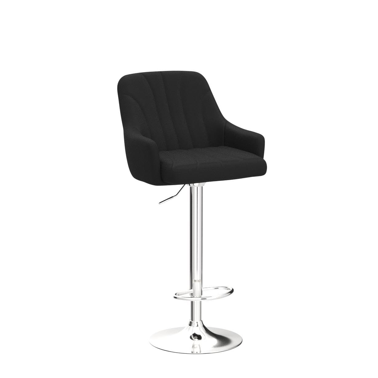 VECELO Bar Stools Set of 2, Adjustable Barstools, Counter Height Stools with Back and Arm, Kitchen Island Stools, Swivel PU Chairs for Pub, Dining Room, Modern Style, Black
