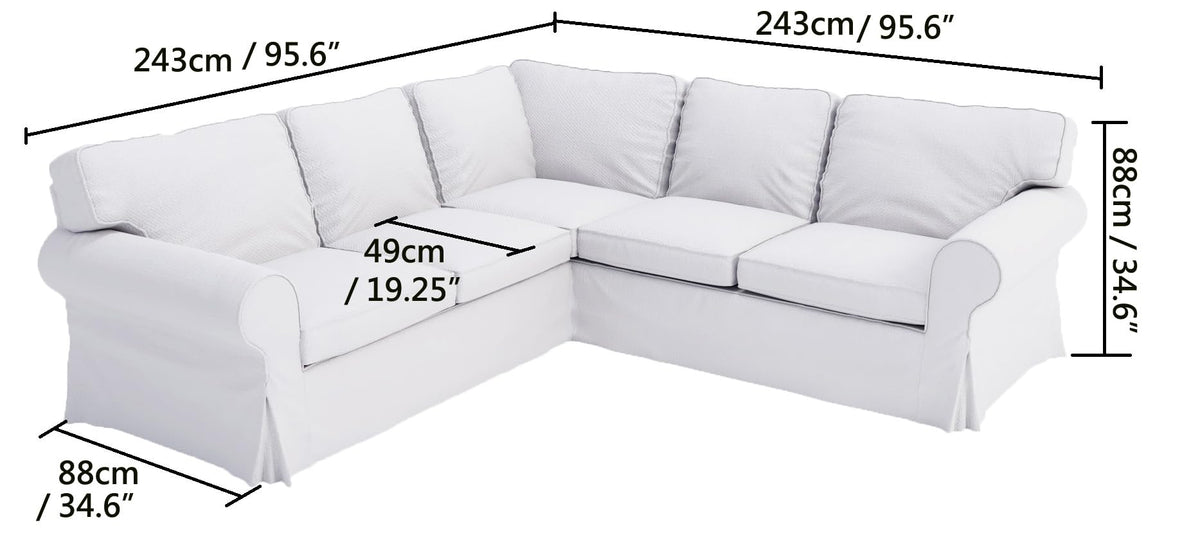 Poly Flax Ektorp Sectional Sofa Cover Compatible with IKEA 2+2 Slipcover