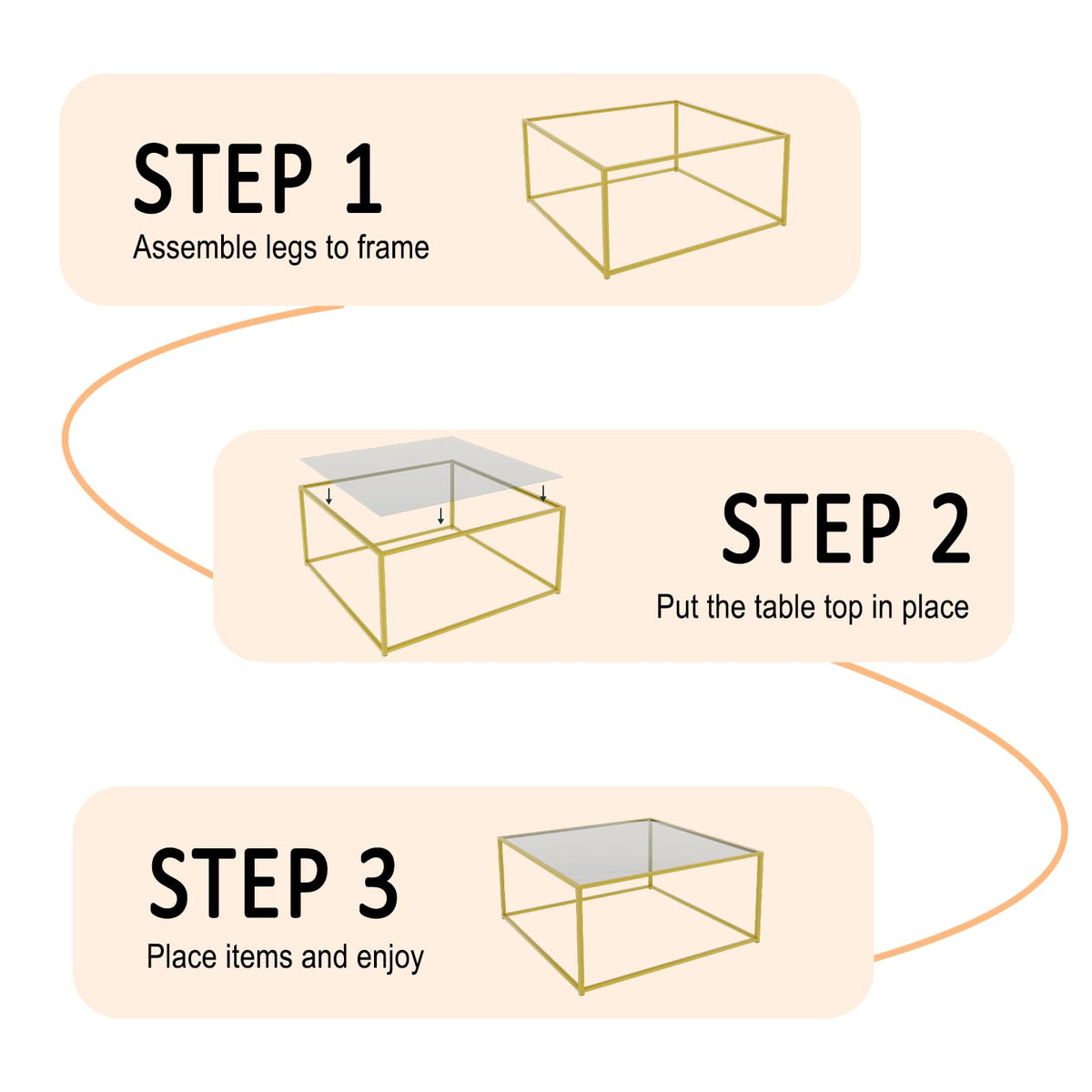 Glass Coffee Table Modern Center Table,Minimalist Coffee Table Sofa Side Tea Table for Living Room,Tempered Glass-top with Sturdy Metal Frame, Easy Assembly,26.4 x 26.4 x 15.7 Inches, Gold