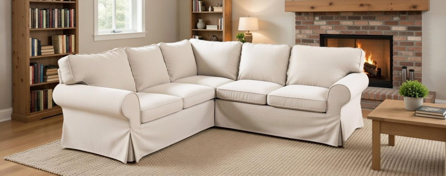 Poly Flax Ektorp Sectional Sofa Cover Compatible with IKEA 2+2 Slipcover