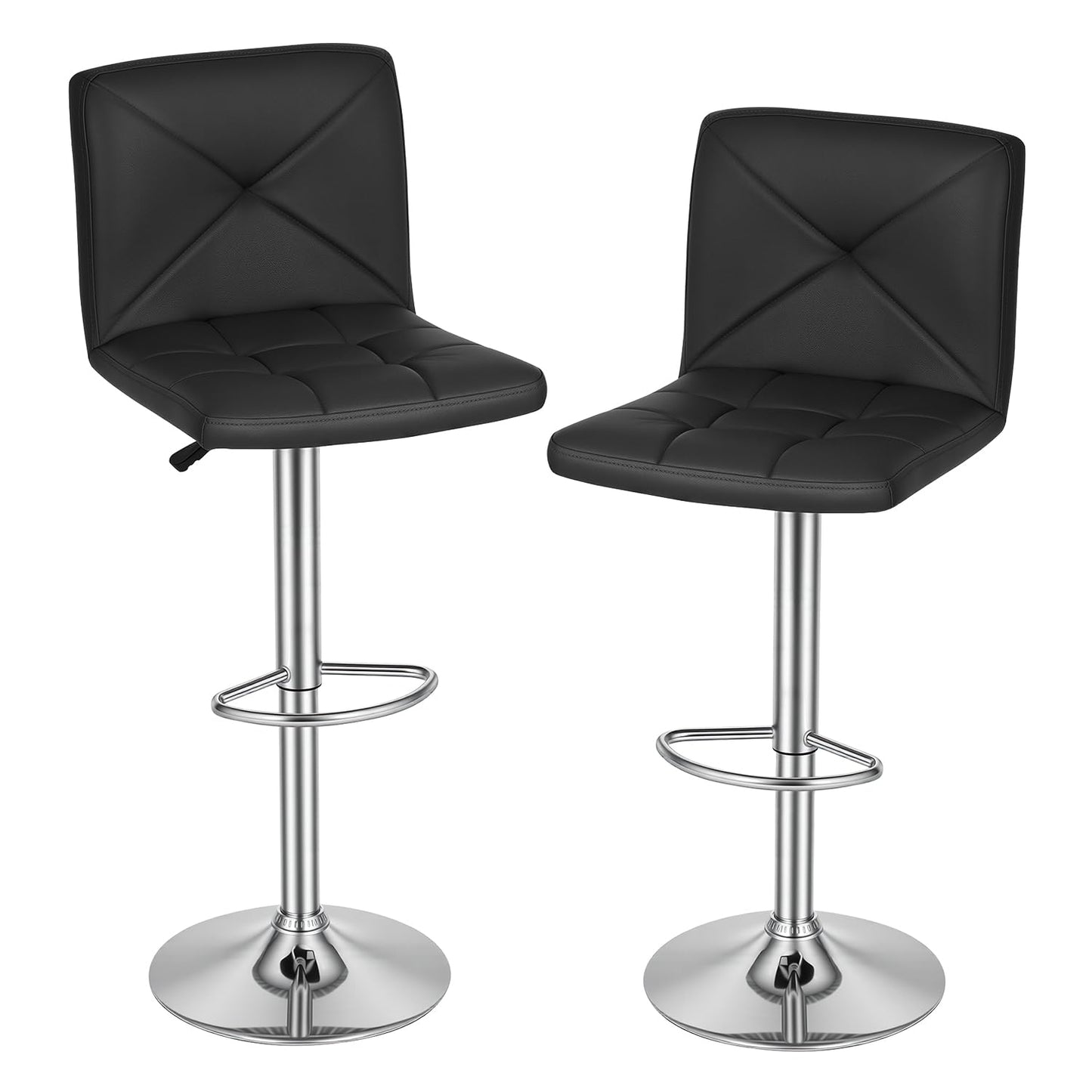 BestOffice Bar Stools Set of 2, PU Leather Swivel Bar Stools Kitchen Counter Height Bar Chairs with Hydraulic Adjustable for Kitchen, Dining Room and Restaurants