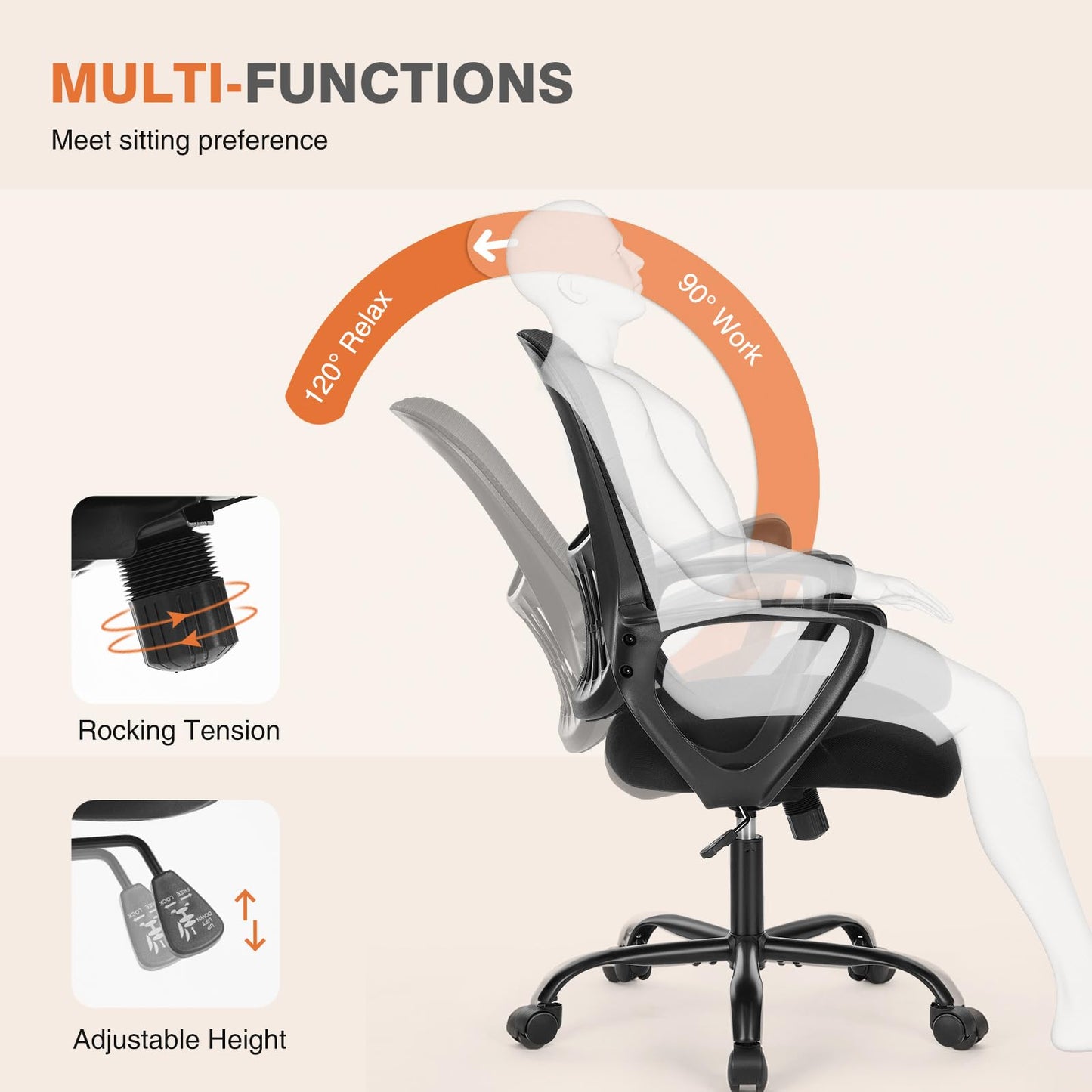 Sweetcrispy Home Office Managerial Executive Chair with Ergonomic Design