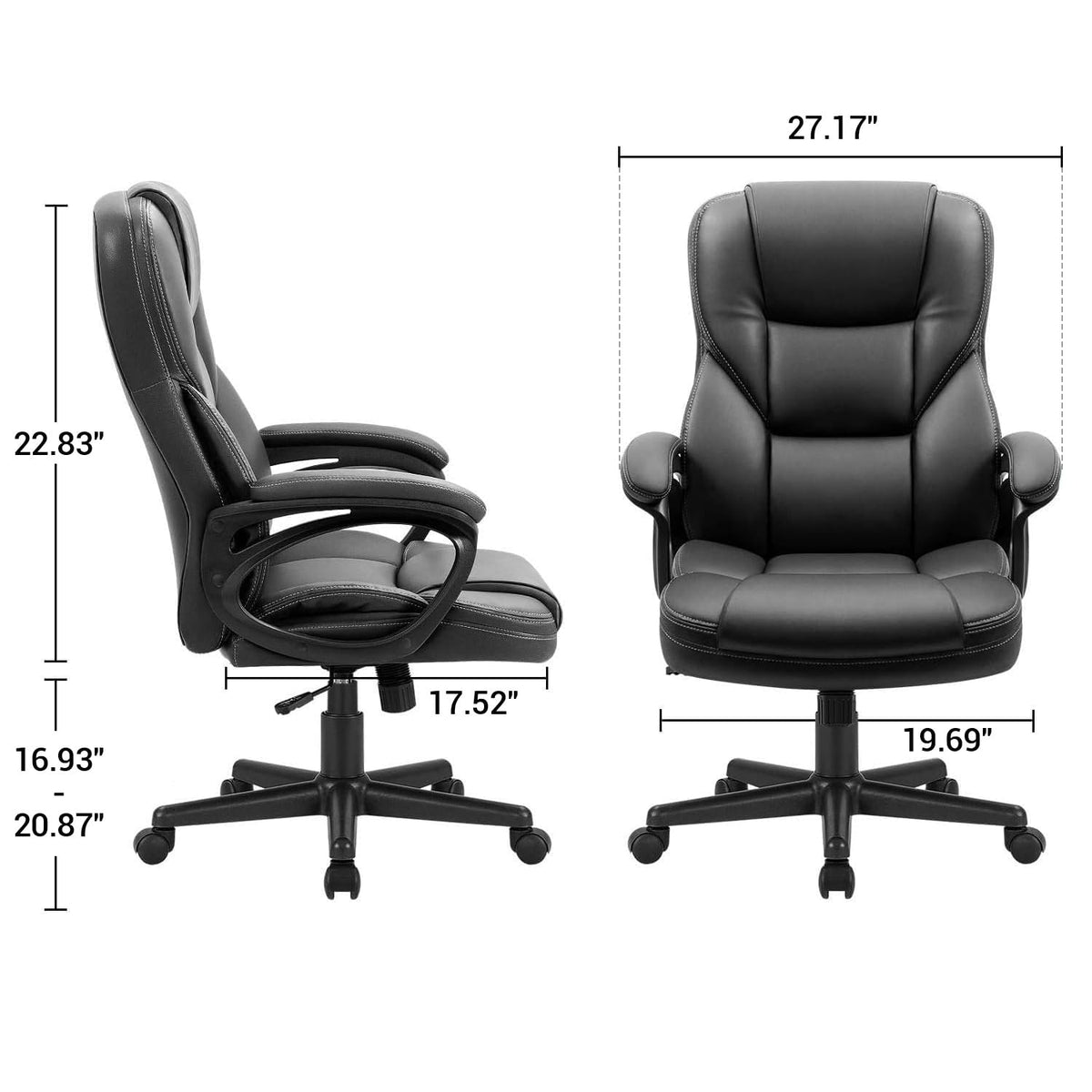 Furmax Office Executive Chair High Back Adjustable Managerial Home Desk Chair, Swivel Computer PU Leather Chair with Lumbar Support (1, Black)