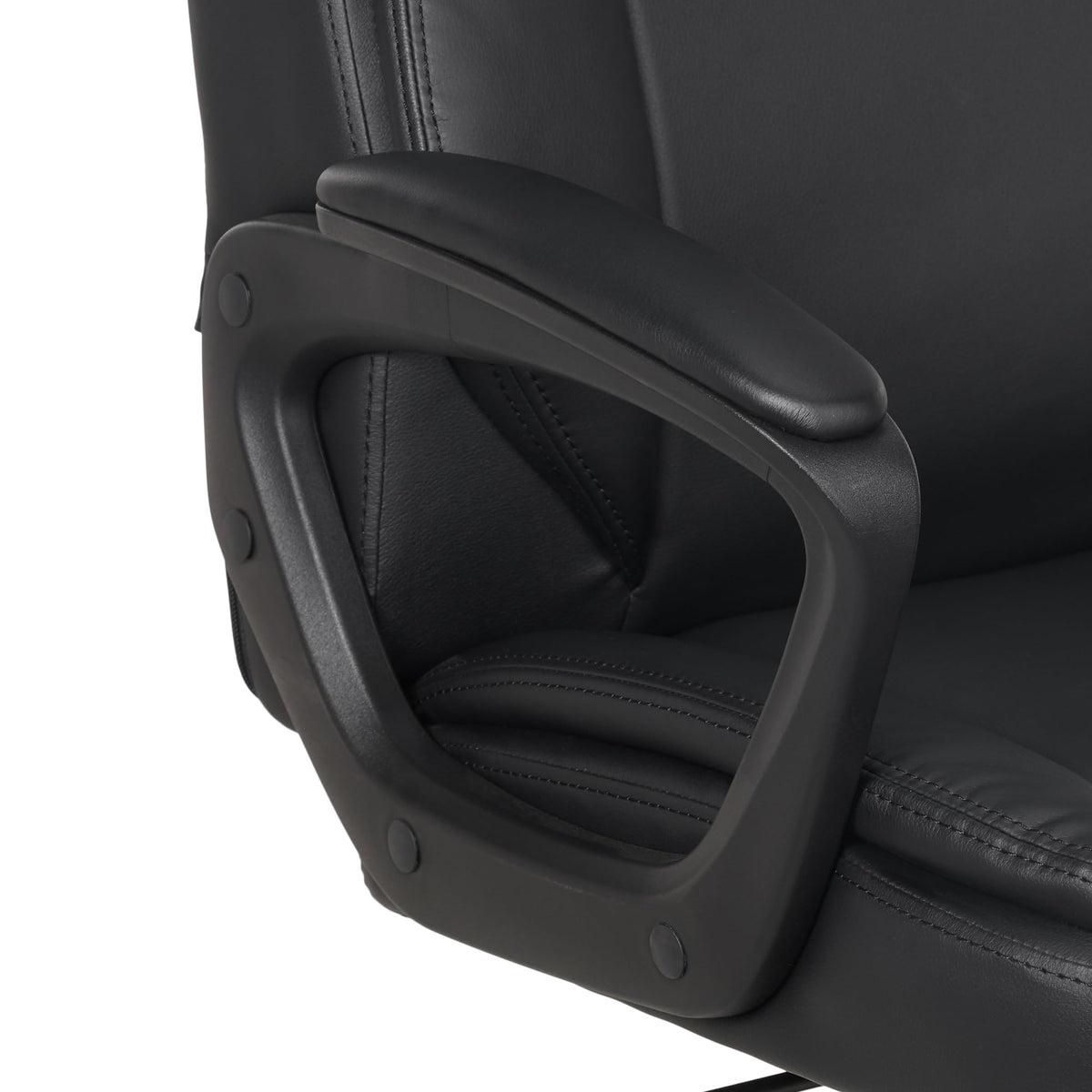 Amazon Basics Classic Puresoft PU Padded Mid-Back Office Desk Chair with Armrest, Easy Assembly, Sturdy Metal Base, Wheels, 275lb Support, 26"D x 23.75"W x 42"H, Black