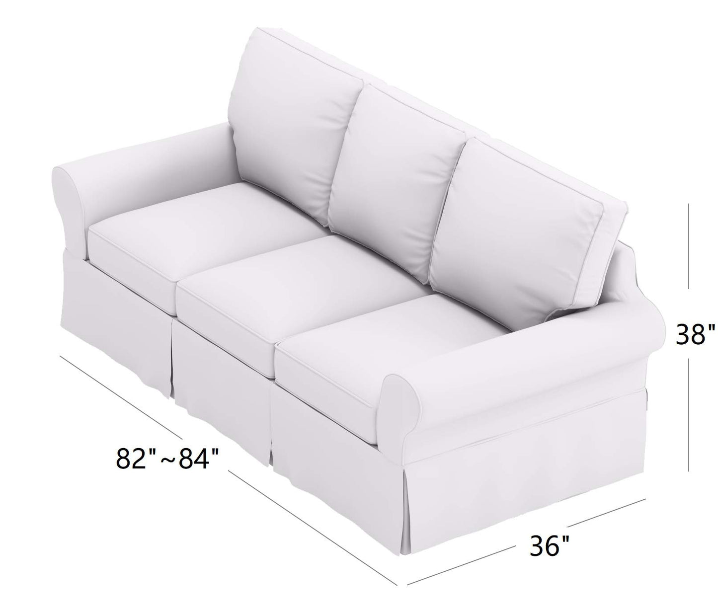 HomeTown Market Sofa Covers Compatible with Pottery Barn PB Basic Three Seater Sofa Slipcover (PB Basic 3 Seat (Width: 82.5"), Polyester Flax Beige)