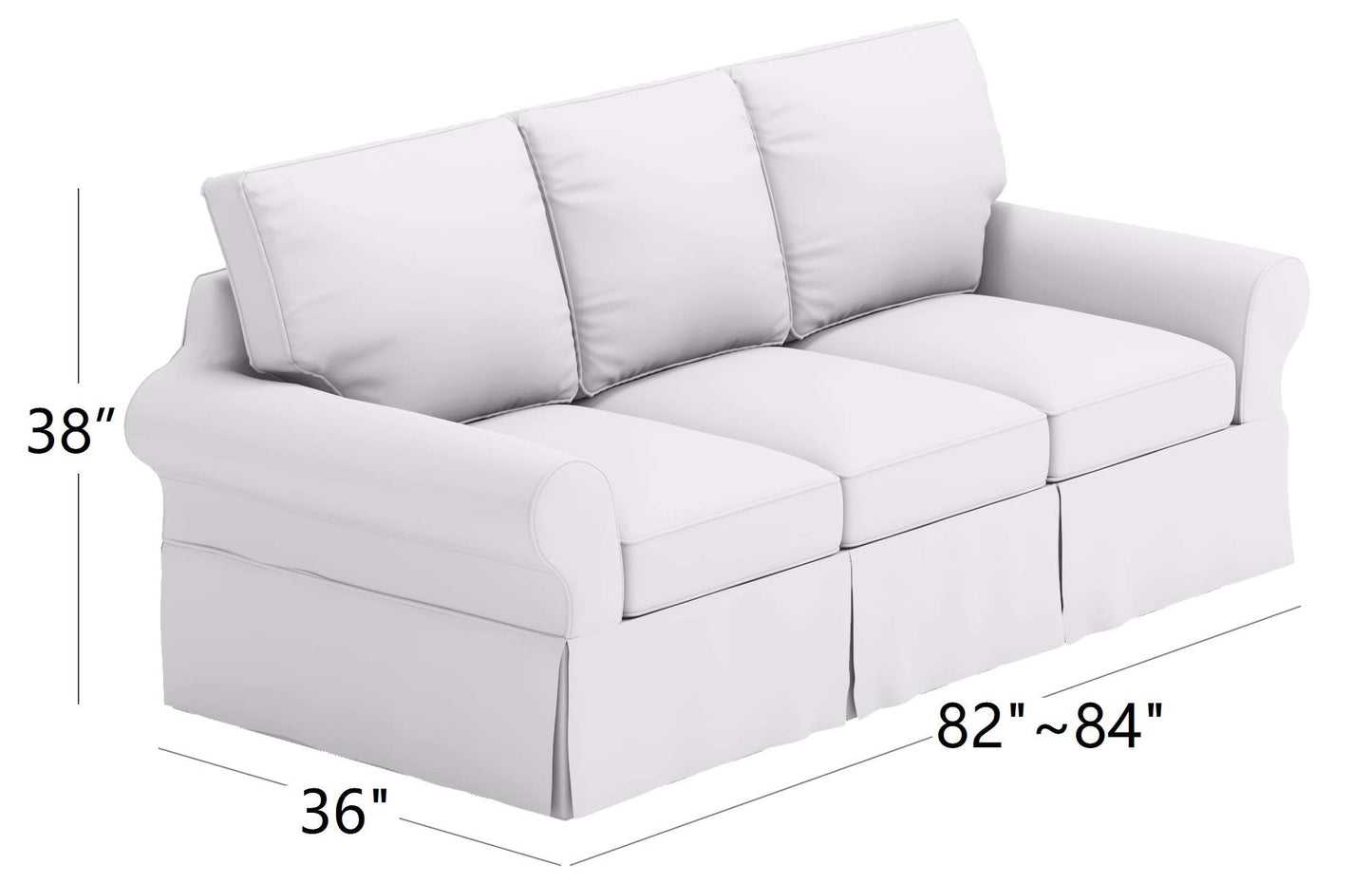 HomeTown Market Sofa Covers Compatible with Pottery Barn PB Basic Three Seater Sofa Slipcover (PB Basic 3 Seat (Width: 82.5"), Polyester Flax Beige)