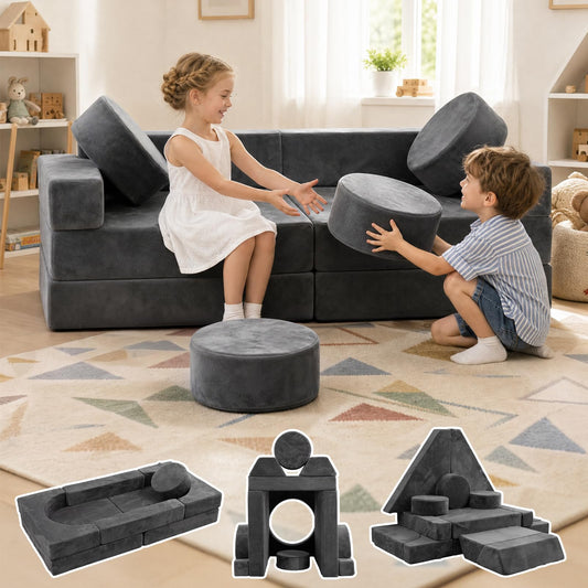 HOMFINE 16PCS Modular Kids Play Couch Set, Sectional Sofa for Playroom
