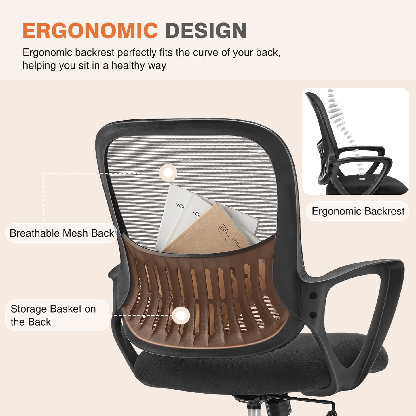 Sweetcrispy Home Office Managerial Executive Chair with Ergonomic Design