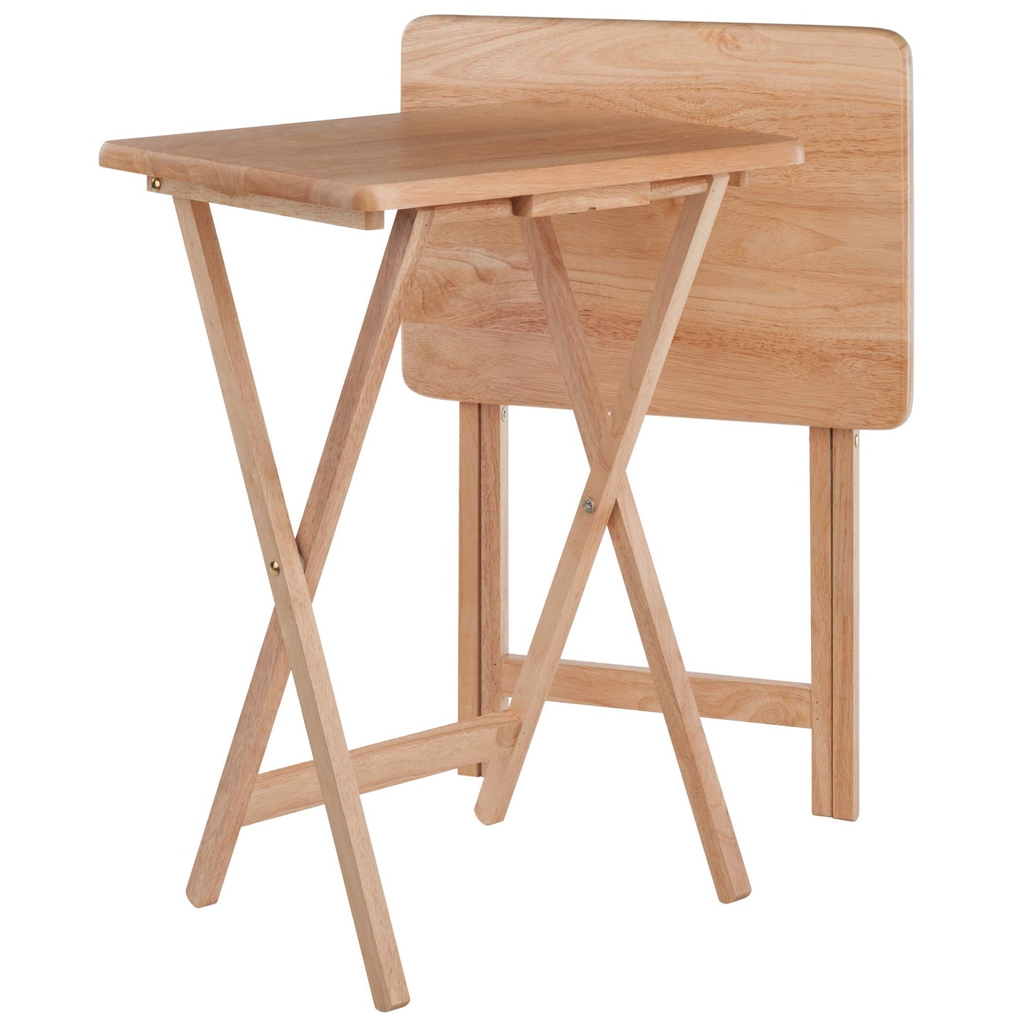 Winsome Alex Set of 2 Foldable Snack Tables, Natural, 26"