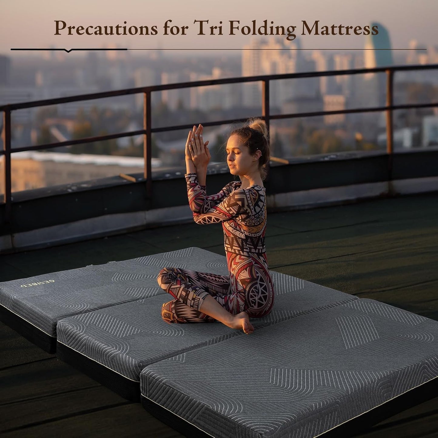 GEMBED Tri Folding Mattress Queen Size - 6 Inch Foldable Floor Sofa Bed