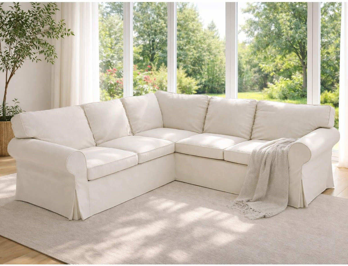 Poly Flax Ektorp Sectional Sofa Cover Compatible with IKEA 2+2 Slipcover