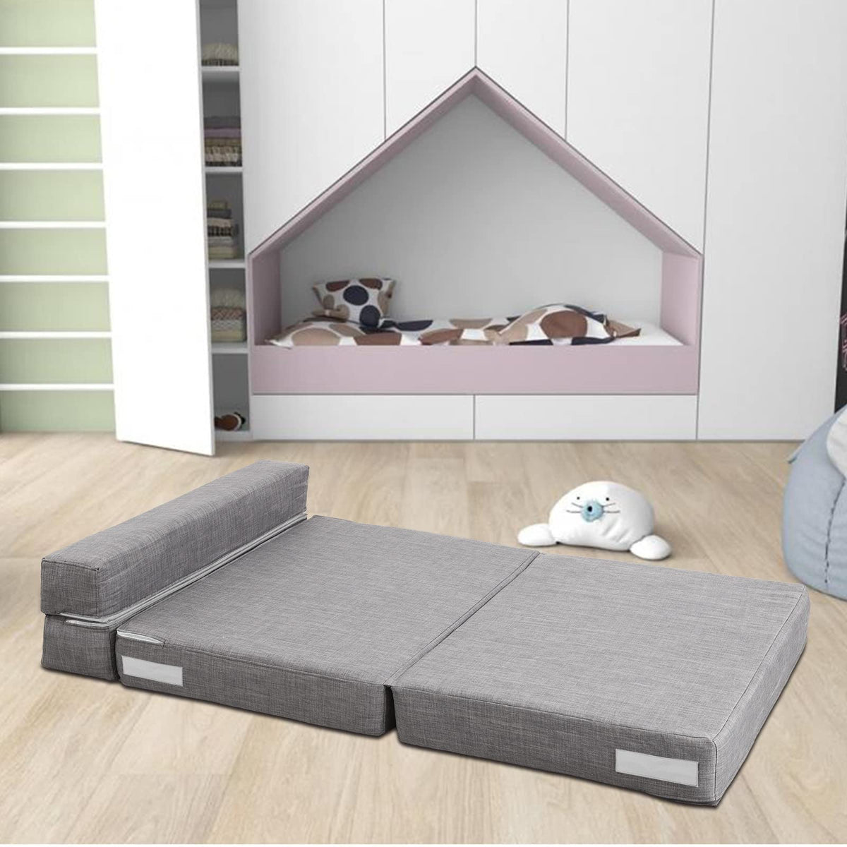 Folding Sofa Bed, Convertible Sleeper Chair with 2 Pillow, Futon Couch