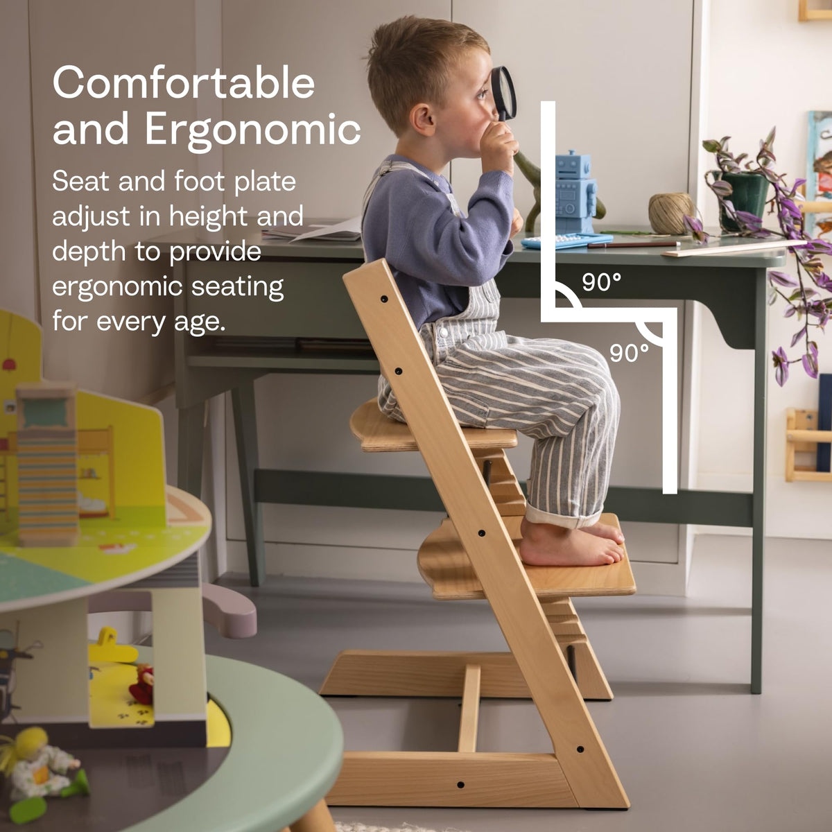 Stokke Tripp Trapp Chair, Adjustable Wooden High Chair, Storm Grey