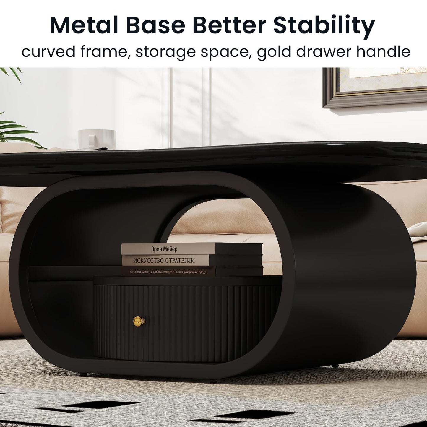 Irregular Cloud Coffee Table with Storage Drawer, Modern Center Tables