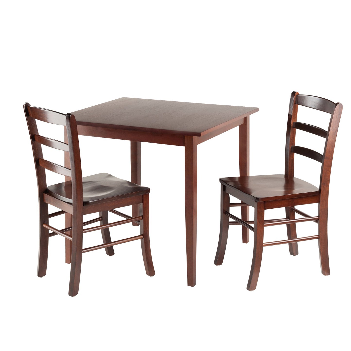Winsome Groveland 3-Pc Dining Table with 2 Ladder Back Chairs, Walnut
