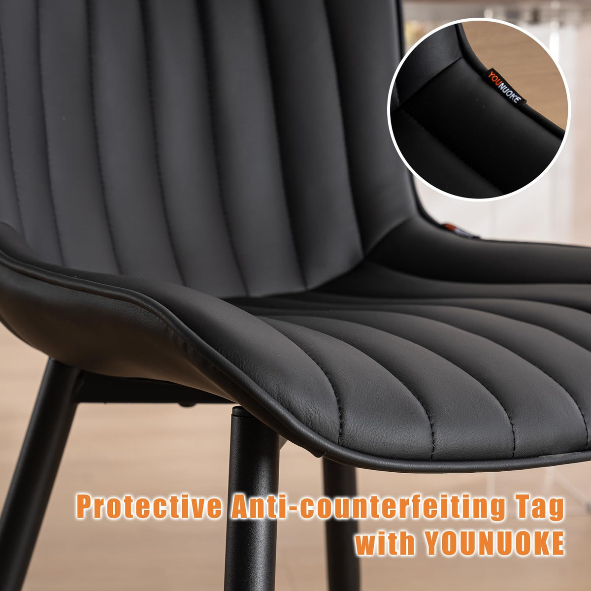 YOUNUOKE Dining Chairs Set of 2 Mid-Century Modern Kitchen Chair Black
