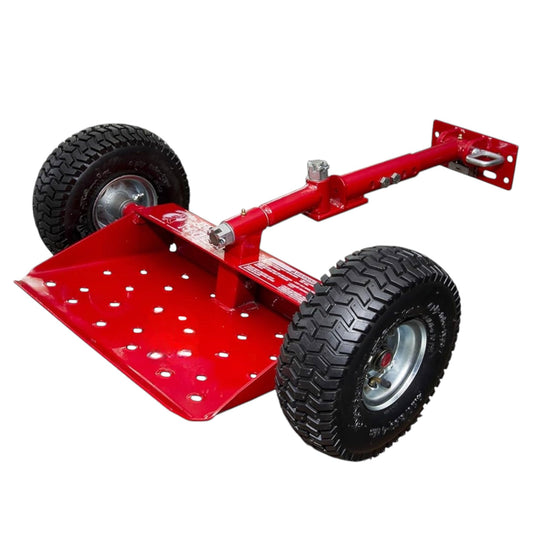 Jungle Jim's Jungle Wheels Lawn Mower Sulky – Red Edition – Stand-On Two-Wheel Sulky for Walk-Behind Mowers – Folding Trailer Hook Up – 10" Wheels – 2-Year Weld Warranty