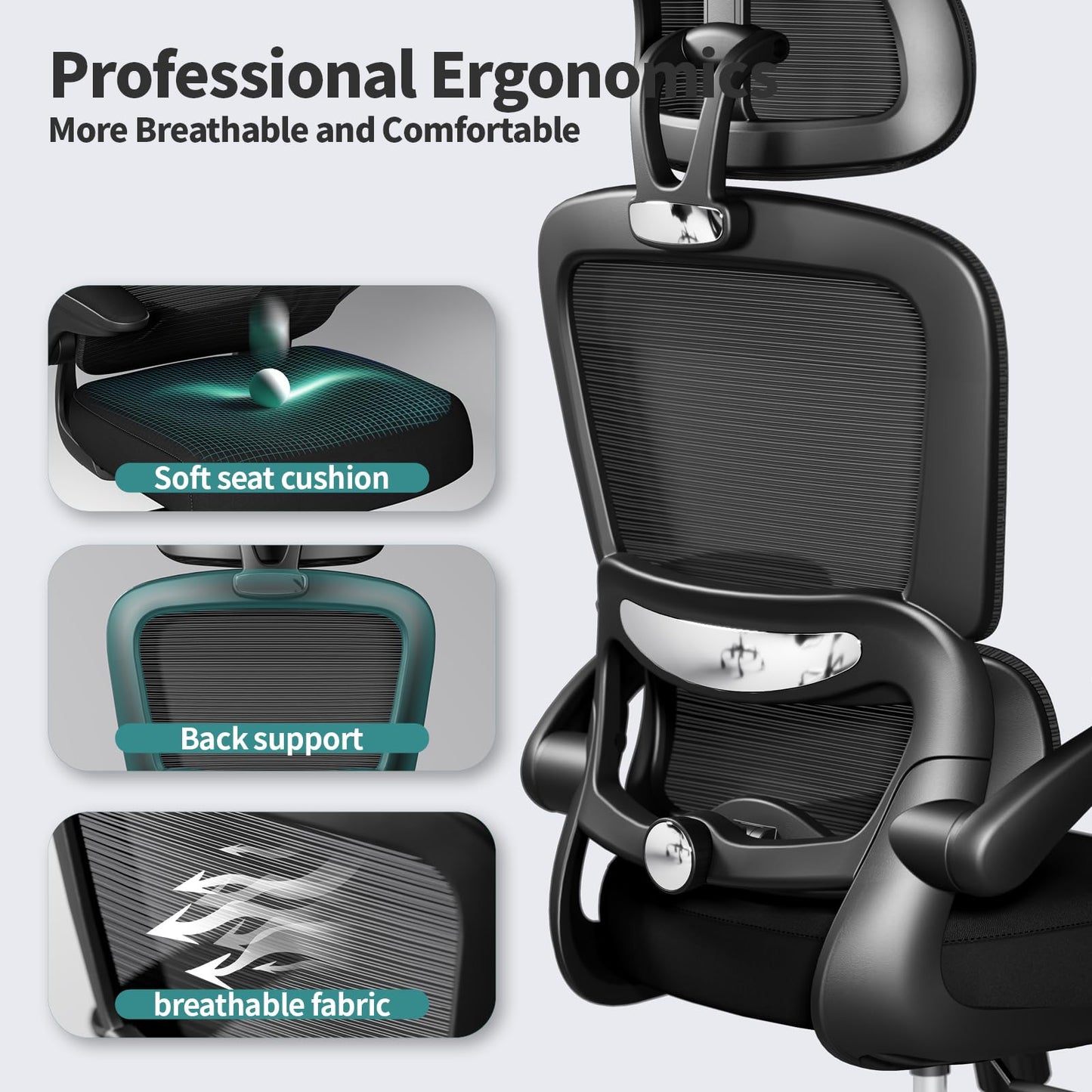 TRALT Office Chair Ergonomic Desk Chair - Gaming Chair with Lumbar Support