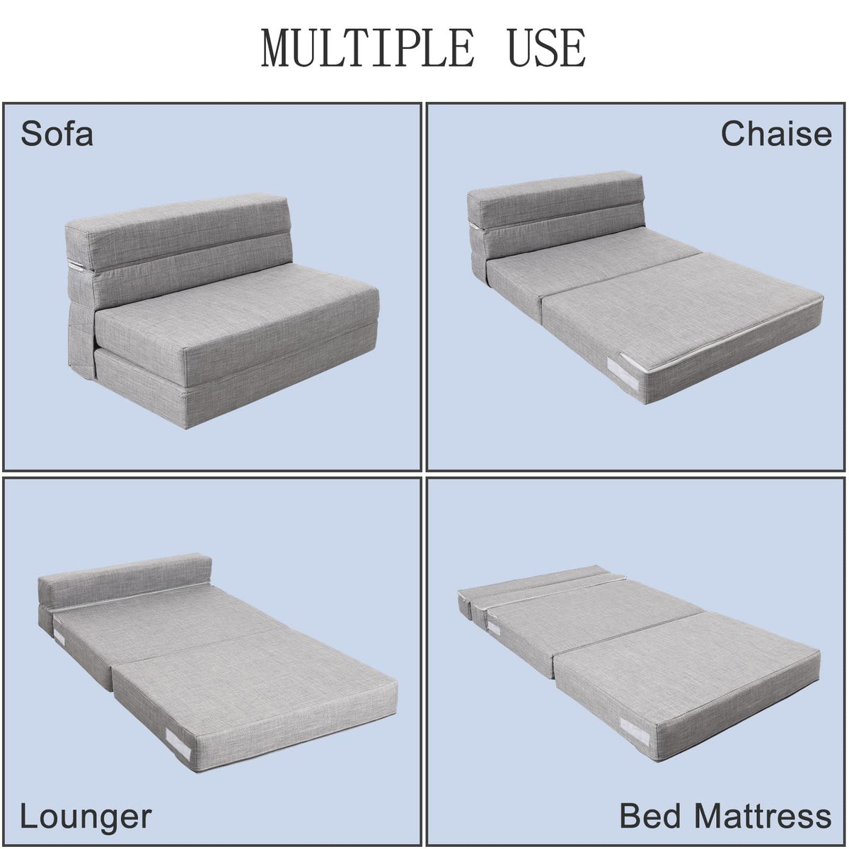 Folding Sofa Bed, Convertible Sleeper Chair with 2 Pillow, Futon Couch