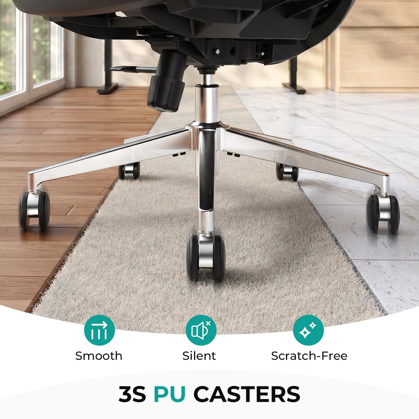 CAPOT Ergonomic Mesh Office Chair, Adjustable Lumbar High Back Desk Chair 400lbs, 4D Flip-up Arms, 3-Level Tilt Backrest, 3D Headrest, PU Wheels, Swivel Rolling Computer Seating for Long Desk Work