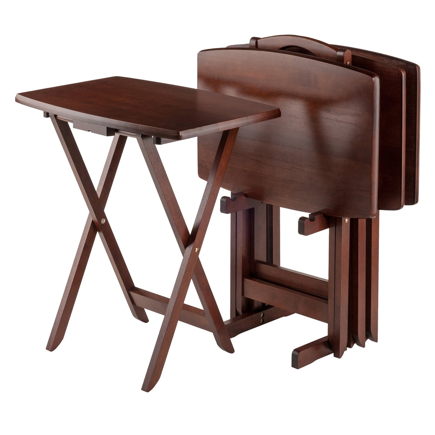Winsome Darryl Set of 4 Oversized Foldable Tables, Walnut, 26"