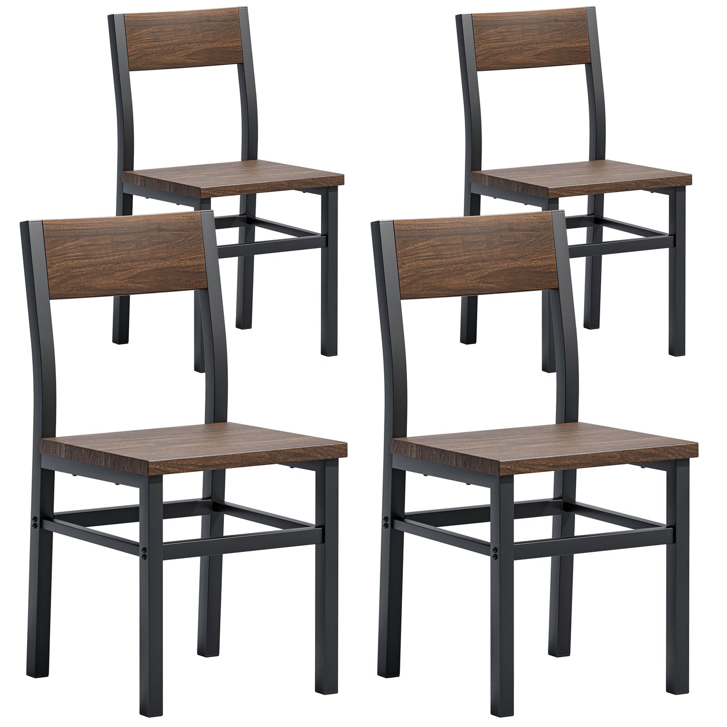 MECHYIN Nut-Brown Dining Chairs Set of 4, Farmhouse Kitchen Room Chairs