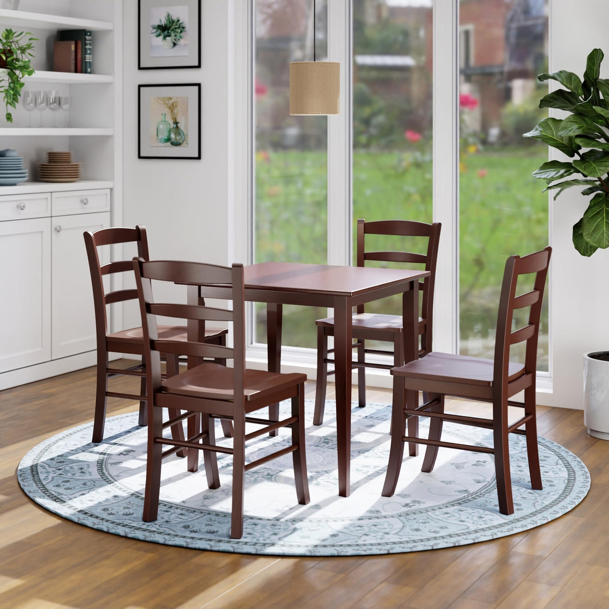 Winsome Groveland 3-Pc Dining Table with 2 Ladder Back Chairs, Walnut
