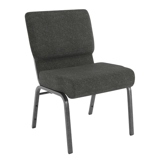 Flash Furniture 4 Pack HERCULES Series 21''W Church Chair in Dark Gray Fabric - Silver Vein Frame