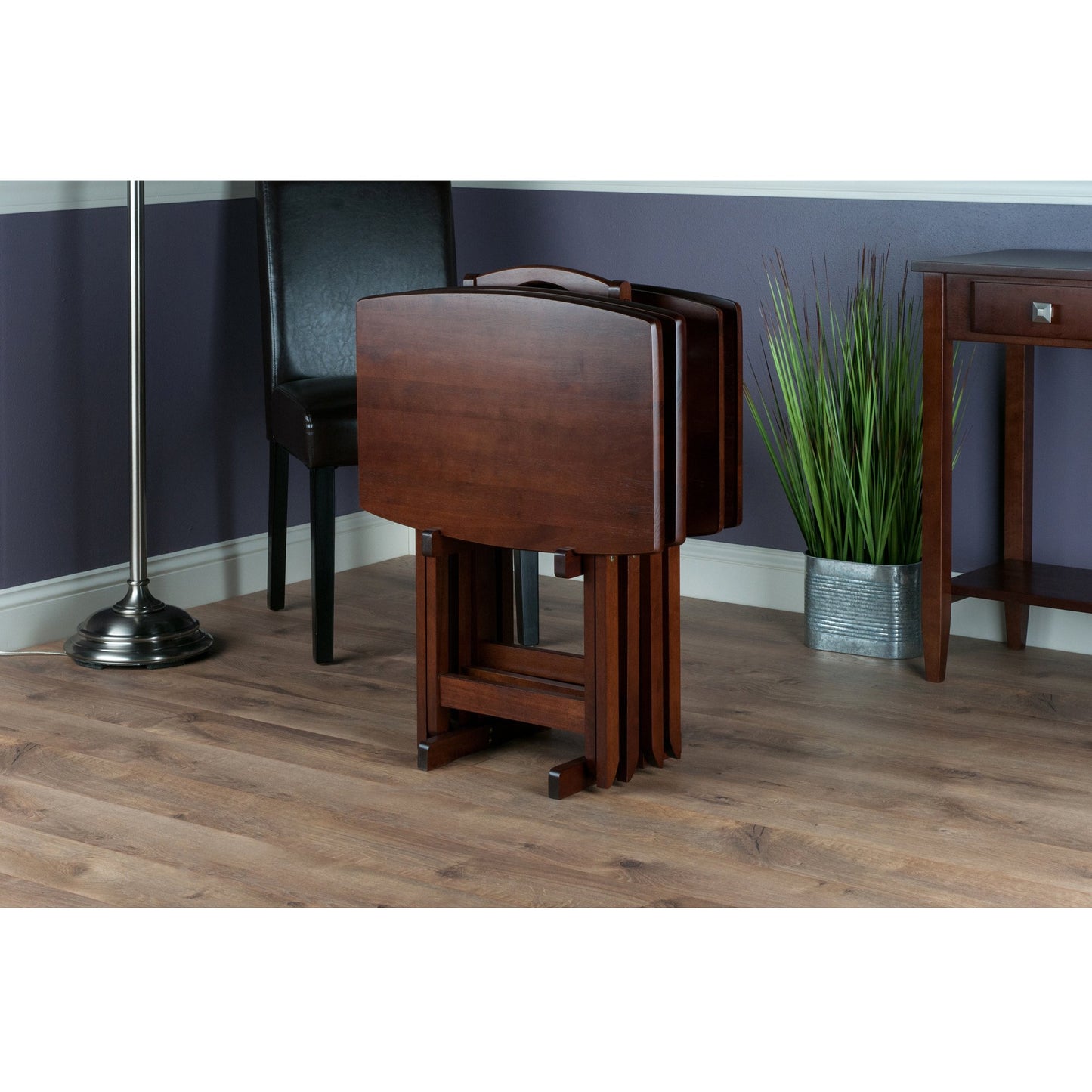 Winsome Darryl Set of 4 Oversized Foldable Tables, Walnut, 26"