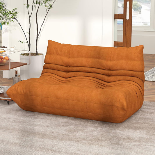 Full Foam Loveseat Sofa, Adult Bean Bag Floor Couch with Waterproof Fabric