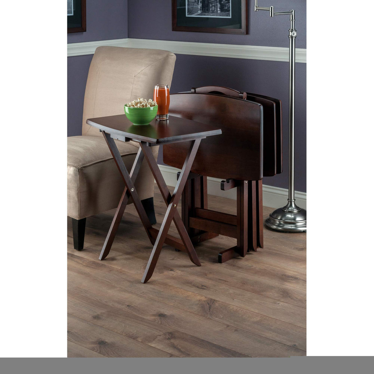 Winsome Darryl Set of 4 Oversized Foldable Tables, Walnut, 26"