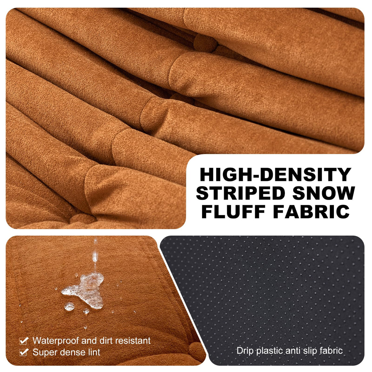 Full Foam Loveseat Sofa, Adult Bean Bag Floor Couch with Waterproof Fabric