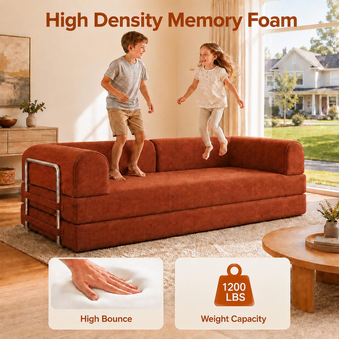 WHGBJA 79" 5 in 1 Convertible Sofa Bed Couch, Modular Sectional, Loveseat