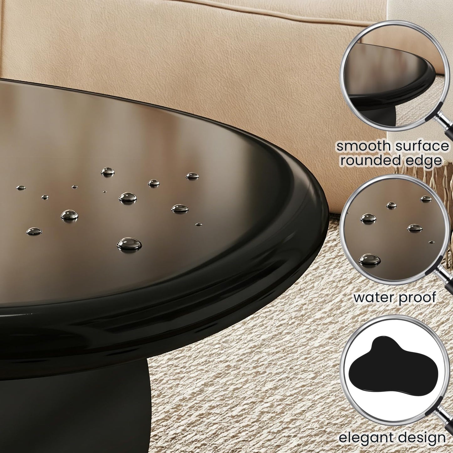 Irregular Cloud Coffee Table with Storage Drawer, Modern Center Tables