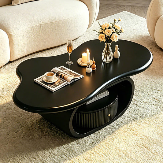 Irregular Cloud Coffee Table with Storage Drawer, Modern Center Tables