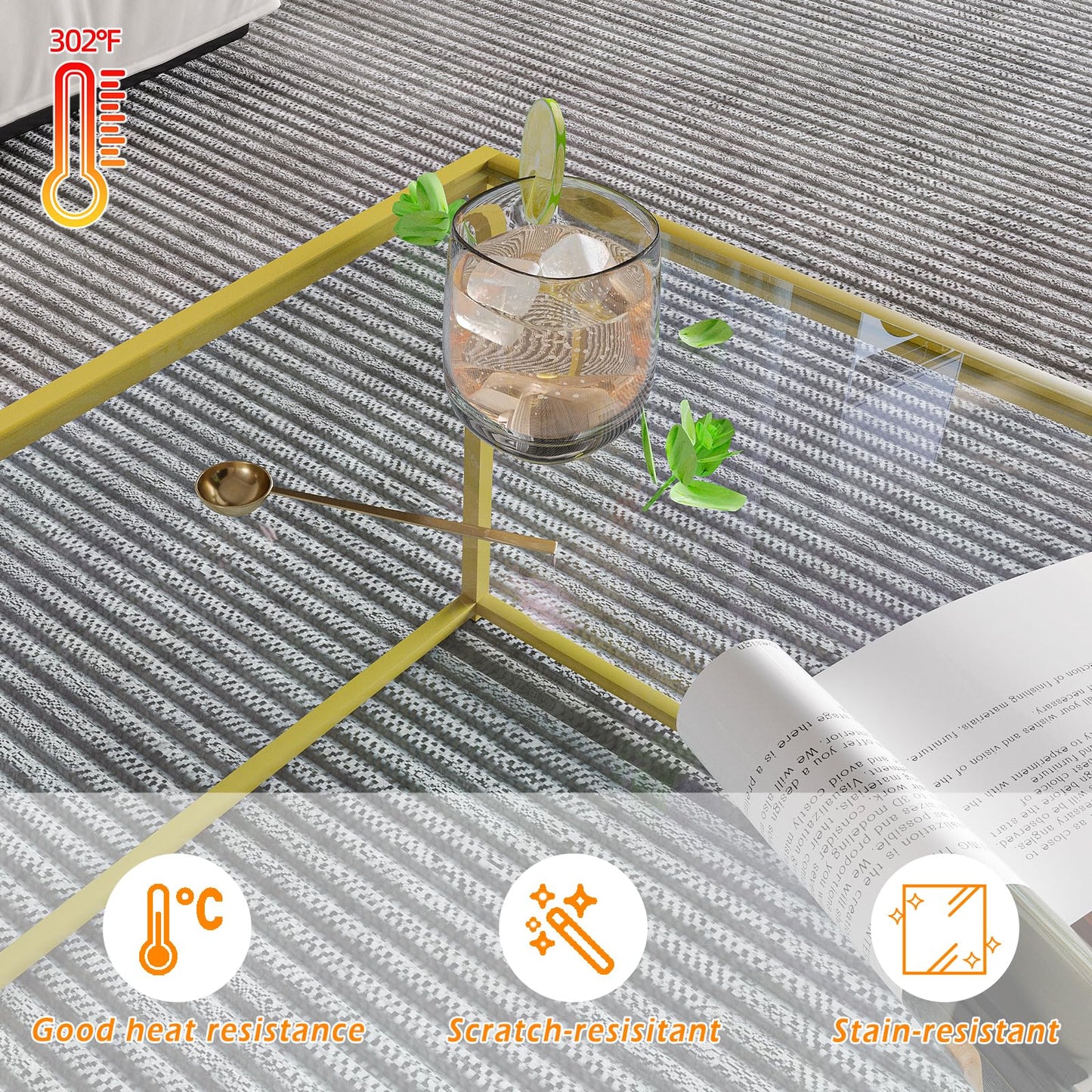 Glass Coffee Table Modern Center Table,Minimalist Coffee Table Sofa Side Tea Table for Living Room,Tempered Glass-top with Sturdy Metal Frame, Easy Assembly,26.4 x 26.4 x 15.7 Inches, Gold