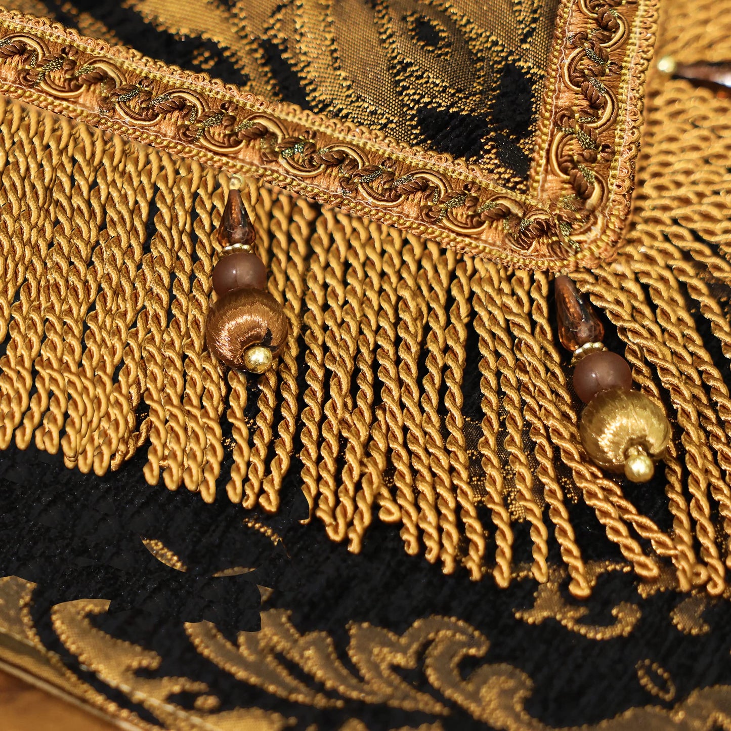 Loom and Mill Luxury Vintage Chenille Table Runner 72 Inches Long, Black