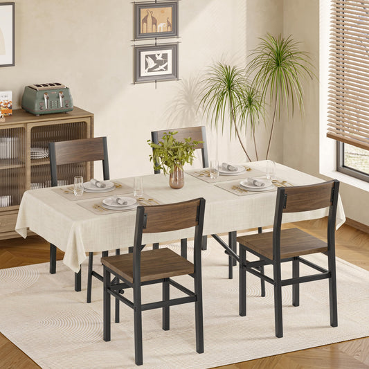 MECHYIN Nut-Brown Dining Chairs Set of 4, Farmhouse Kitchen Room Chairs